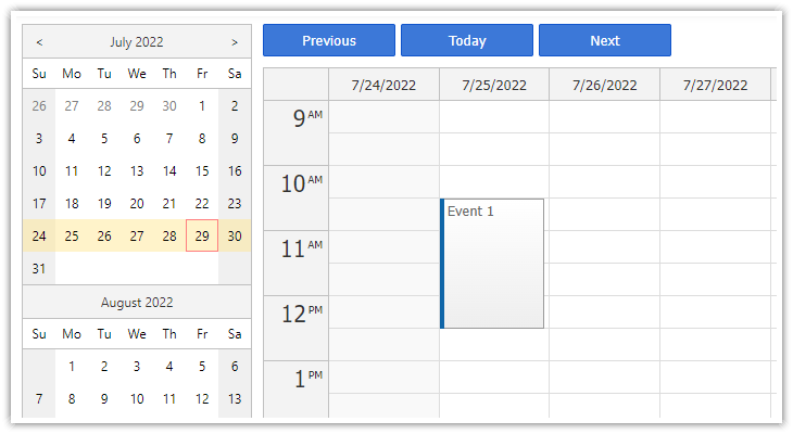 Angular Calendar Date Switching