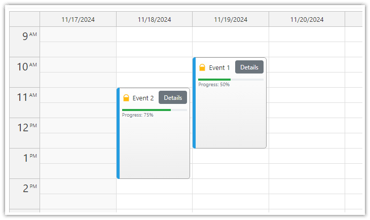 Vue Calendar: Using Templates to Add Icons, Buttons, or Progress Bars to Events (Open-Source)